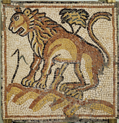 Polychrome mosaic with lion