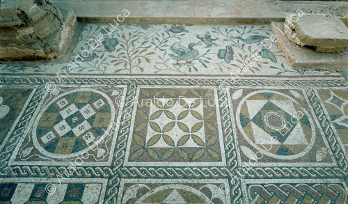 Villa di Silin. Mosaico con pigmei