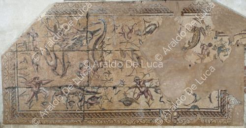 Mosaik mit Pygmäen und Meeresfauna