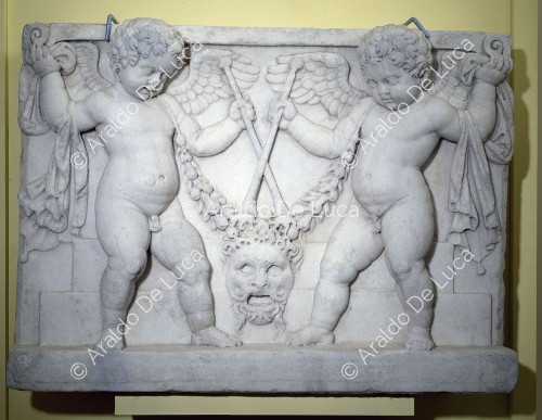 Modern relief with heroes and garland