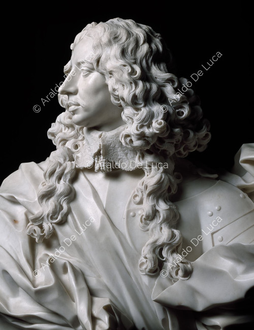 Busto de Francesco I d'Este, duque de Módena. Detalle