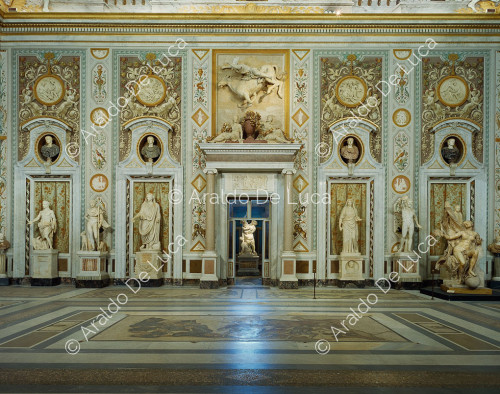 View of the entrance hall with busts of the Twelve Caesars