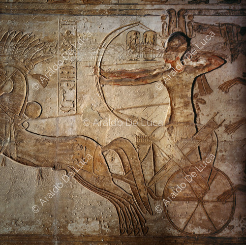 Battaglia di Qadesh. Ramesse II sul carro da combattimento
