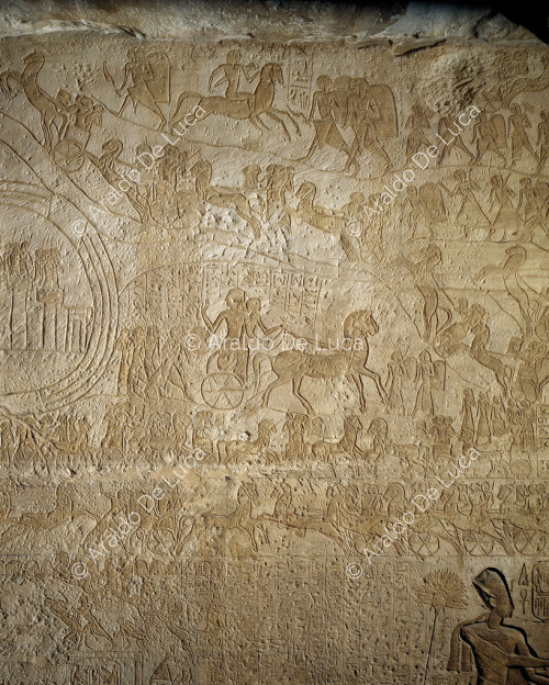 Muro de la batalla de Qadesh. La huida del rey hitita