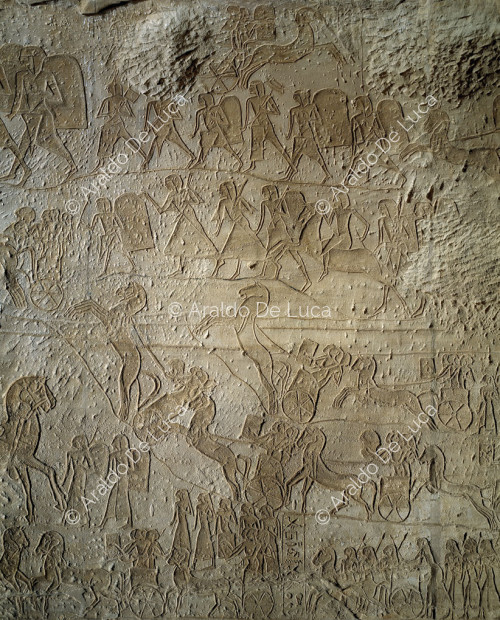Muro de la batalla de Qadesh. Escenas de lucha