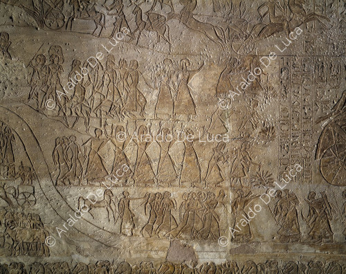 Tempel von Ramses II. Schlacht von Quadesh. Detail mit ägyptischem Volk