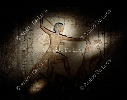 Tempel von Ramses II. Ramses erschlägt einen Feind