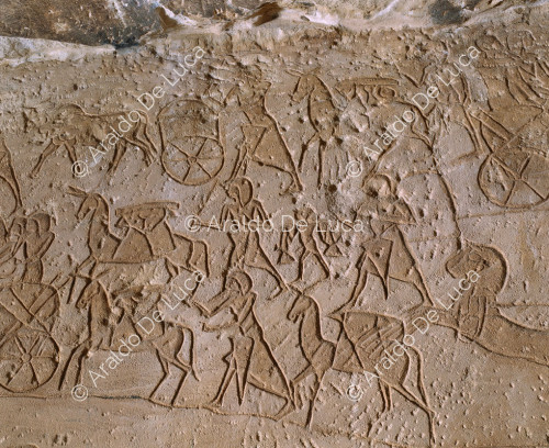 Muro de la batalla de Qadesh. Escenas de lucha