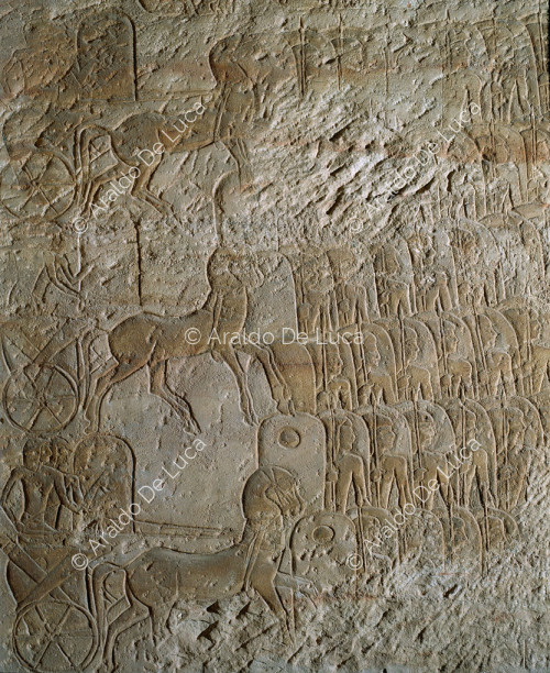 Muro de la batalla de Qadesh. El pelotón de refuerzo de soldados Nearin