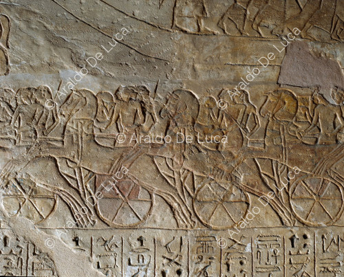 Muro de la batalla de Qadesh. La caballería del faraón