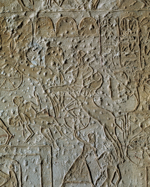 Mauer der Schlacht von Qadesh. Ritter der ägyptischen Armee