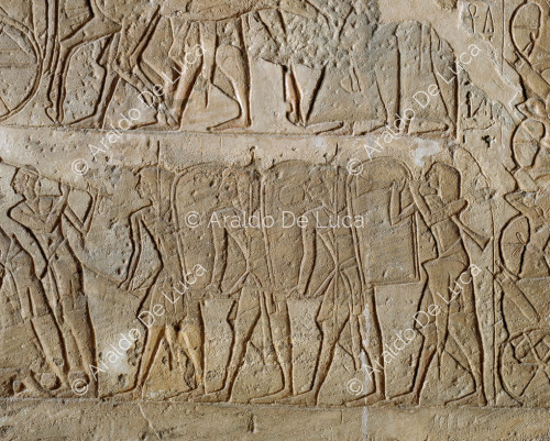 Muro de la batalla de Qadesh. El ejército de Ramsés II