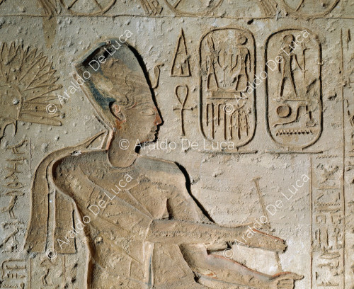 Schlacht von Qadesch: Detail des Kriegsrats mit Ramses II. vor seinen Offizieren