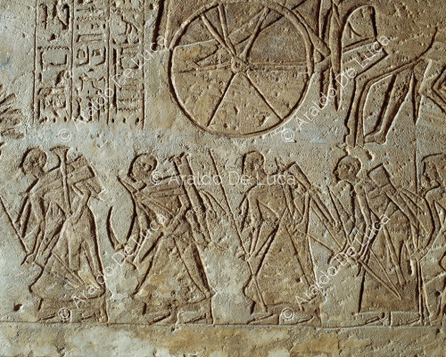 Mauer der Schlacht von Qadesch. Die Armee von Ramses II.