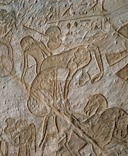 Wall of the Battle of Qadesh. The army of Ramesses II during the attack