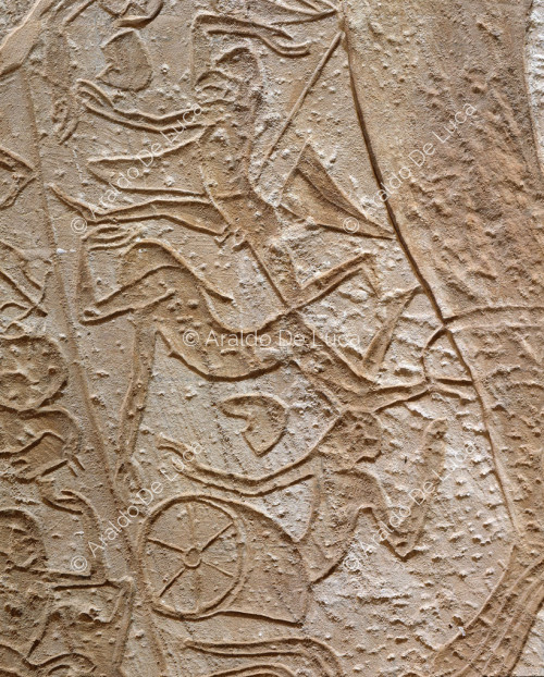 Wall of the Battle of Qadesh. Fighting between Hittite and Egyptian soldiers