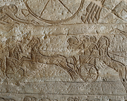 Muro de la batalla de Qadesh. El ejército de Ramsés II durante el ataque