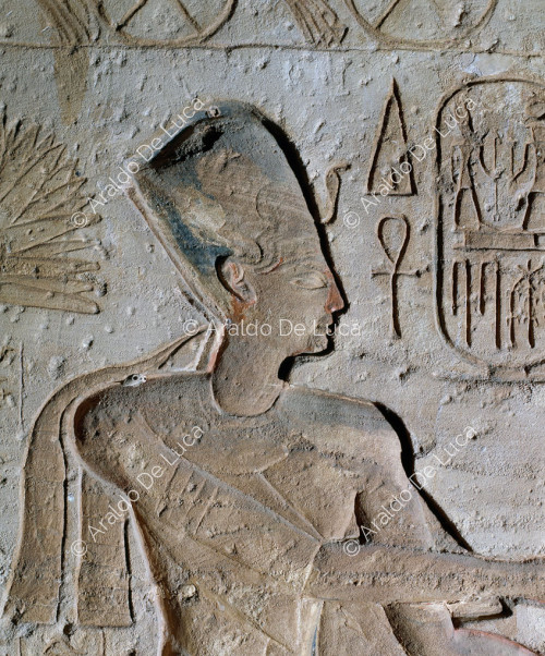 Schlacht von Qadesch: Detail des Kriegsrats mit Ramses II. vor seinen Offizieren