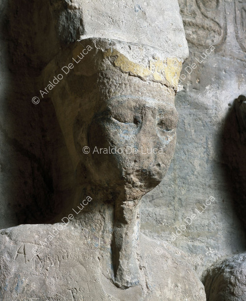 Le sanctuaire intérieur d'Abou Simbel : détail d'Amon-Ra