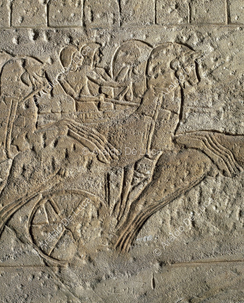 Battle of Qadesh: detail with coachmen and horses