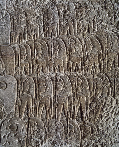 Tempio di Ramesse II. Battaglia di Quadesh. Particolare con soldati