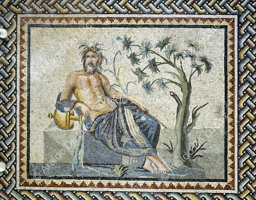 Mosaic with personification of the Euphrates River. Detail