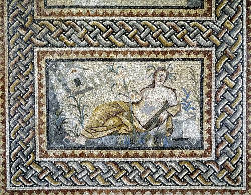 Mosaico con personificación del río Éufrates. Detalle con Neiades