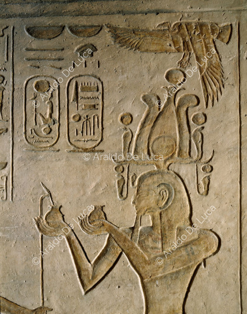 Temple d'Hathor. Détail avec Ramsès II