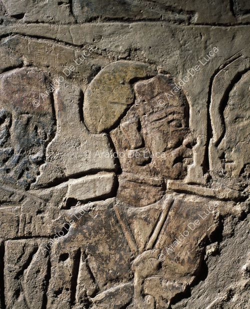 Tempel von Ramses II. Wanddekoration. Detail mit Ramses II.