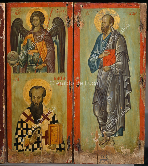 Icono con apóstoles y santos