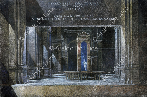 Boceto de la escenografia de Tosca