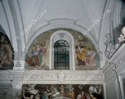 Chigi-Kapelle. Lünette mit Fresko mit Sybille und Propheten