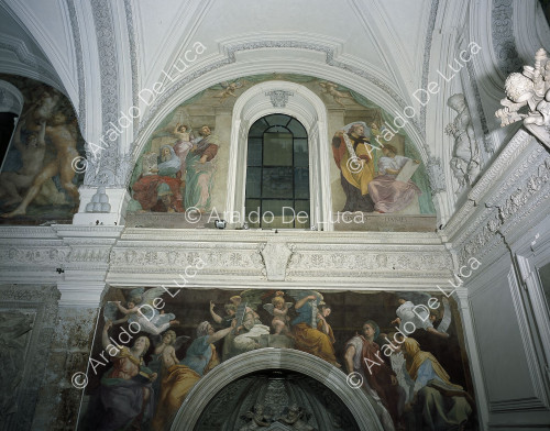 Chigi-Kapelle. Lünette mit Fresko mit Sybille und Propheten