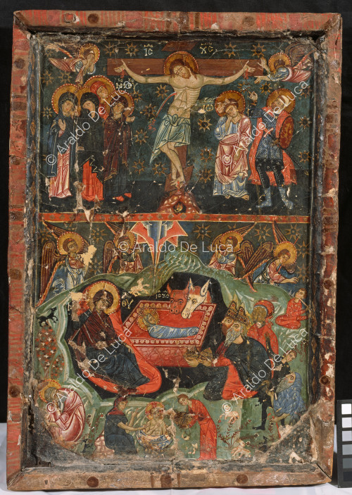 Icon with Nativity and Crucifixion