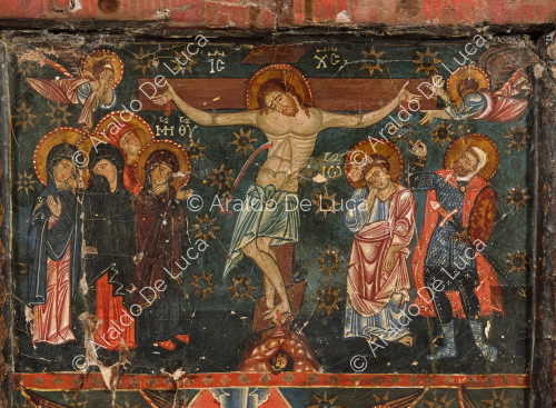 Icono con la Natividad y la Crucifixión. Detalle de la Crucifixión