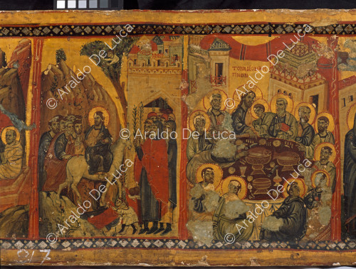 Tableau avec des scènes de la Passion du Christ. Détail du tableau