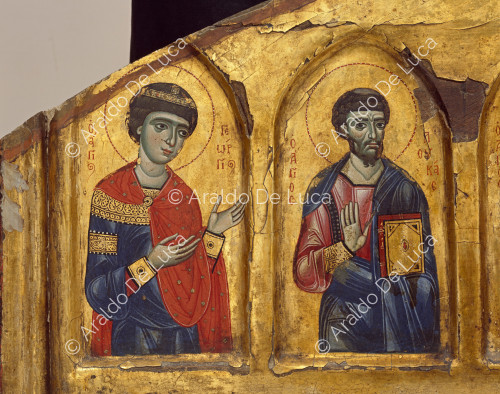 Iconostasio con Cristo entre Virgen y Santos. Detalle con dos Apóstoles