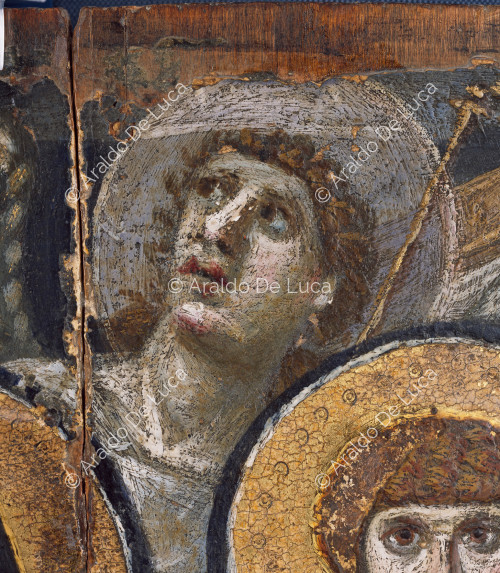 Icon of the Virgin Enthroned between St. George and St. Theodosius. Detail with Angel