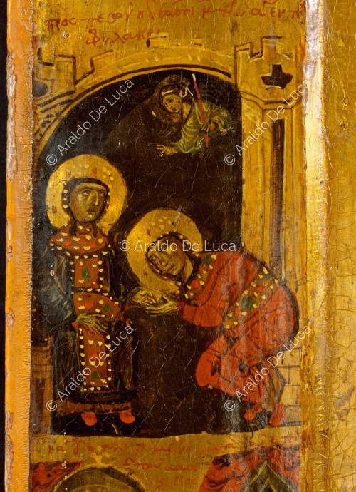Ikone mit der heiligen Katharina von Alexandrien. Detail mit der hl. Augusta