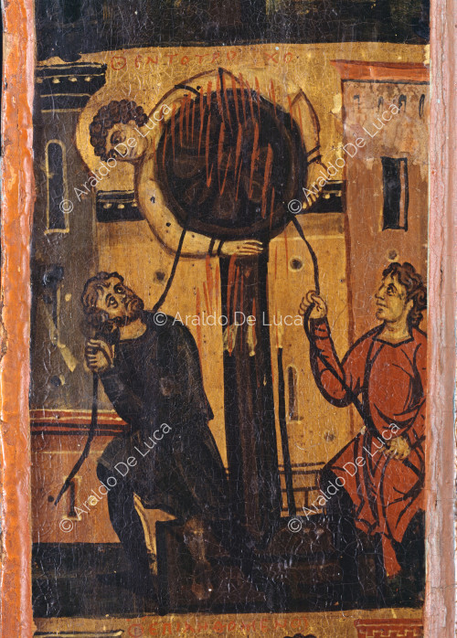 Ikone mit St. Georg. Detail der Märtyrerszene
