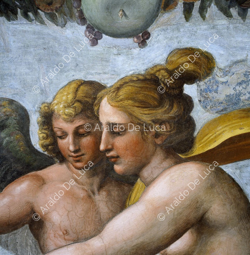 Venus y Cupido. Detalle de la luneta. 'Venus manda a Cupido que hiera a Psiche con una flecha'. Logia de Psiche