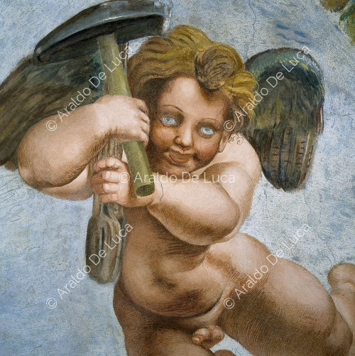 Cupido con ladrillo detalle Logia de Psiche