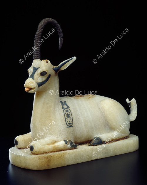 Treasure of Tutankhamun. Calcite receptacle in the shape of an ibex