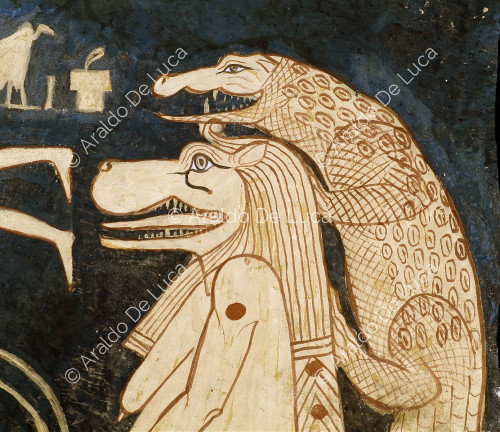 Detail of the astronomical ceiling: the Hippopotamus Constellation.