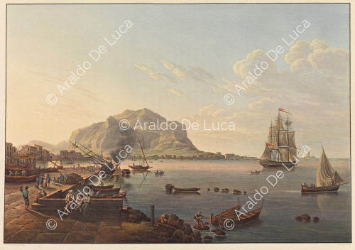 View of the interior of the Port of Palermo - Picturesque journey in Sicily dedicated to her royal highness Madam the Duchess de Berry. First volume