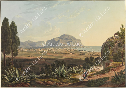 Vista general de Palermo tomada desde las alturas de Santa Maria di Gesù - Viaje pintoresco en Sicilia dedicada a su altura real la Señora Duquesa de Berry. Primer tomo