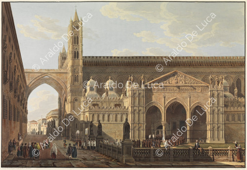 Vue de la Cathédrale de Palerme - Voyage pittoresque en Sicile dédié à son altesse royale Madame la Duchesse de Berry. Tome premier