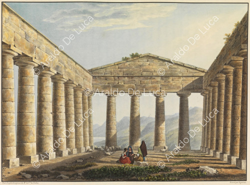 Vista dell'interno del Tempio di Segesta - Viaggio pittoresco in Sicilia dedicato a sua altezza reale la Signora Duchessa di Berry. Tomo primo