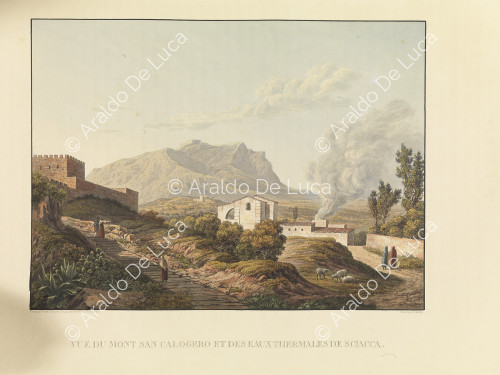 View of Mount San Calogero and the thermal waters of Sciacca - Picturesque journey in Sicily dedicated to her royal highness Madam the Duchess de Berry. First volume
