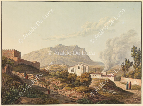 Vista del Monte San Calogero y las aguas termales de Sciacca - Viaje pintoresco en Sicilia dedicada a su altura real la Señora Duquesa de Berry. Primer tomo